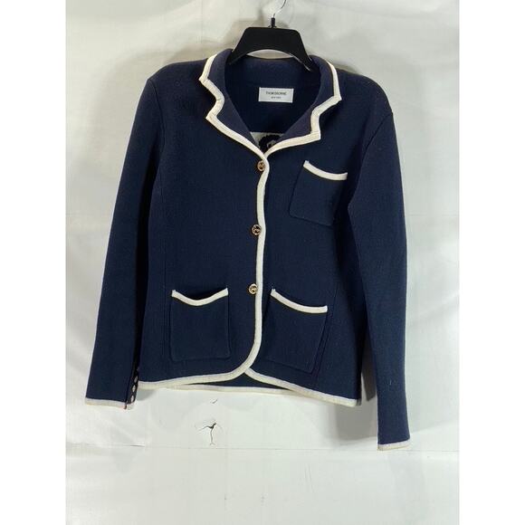 Thom Browne Sweaters - THOM BROWNE New York Women's Navy White Anchor Button-Front Cardigan SZ 0(XS)